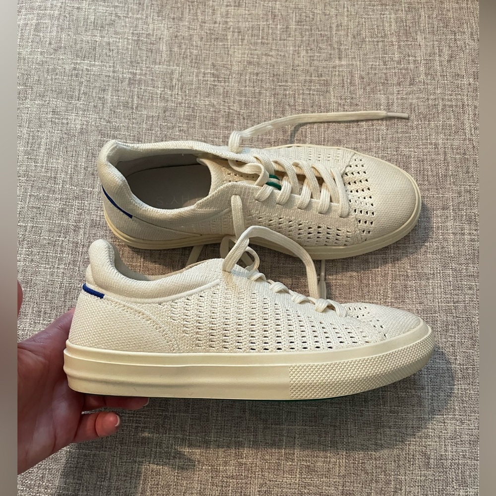 Rothy’s RS02 Sneaker - Courtside White with green accents - Picture 3 of 7